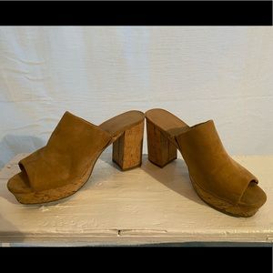 Suede clog wedges size 6
